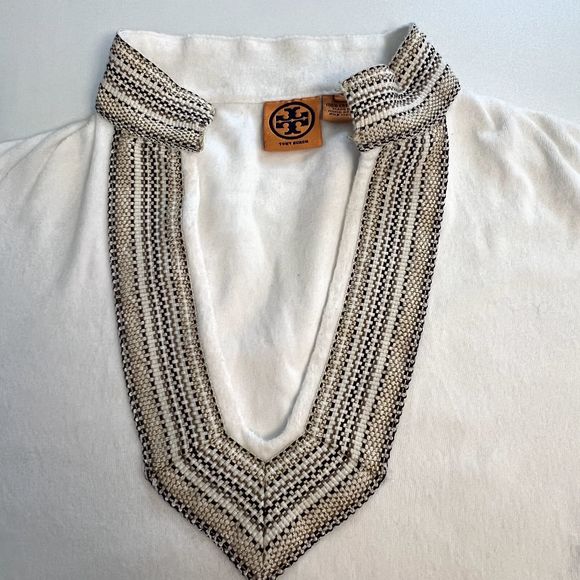 Tory Burch Womens Size Medium Embroidered Cotton Hippie Retro Bell Sleeve Disco - Picture 3 of 8